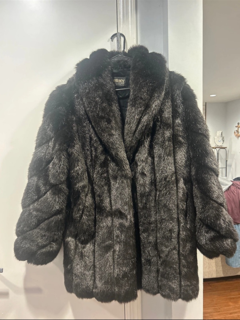 Monterey fashions Luxurious Black Faux Fur Coat - Women's Jacket